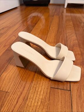 Billini Cream Square-Toe Block Heel Mules